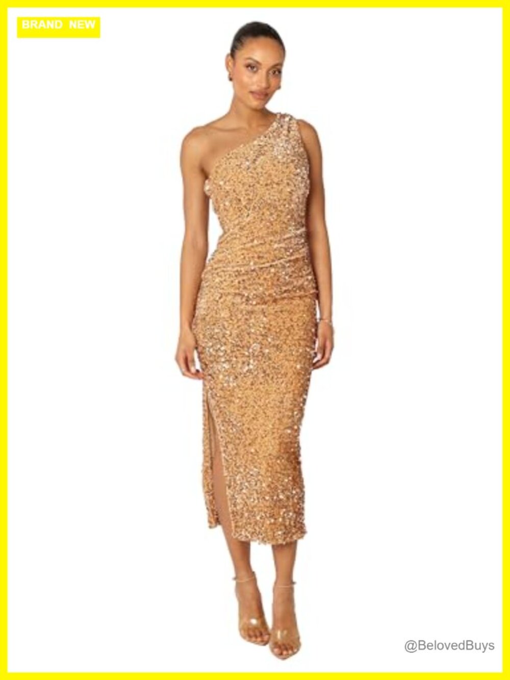 Petal & Pup Kiki One Shoulder Midi Dress Gold